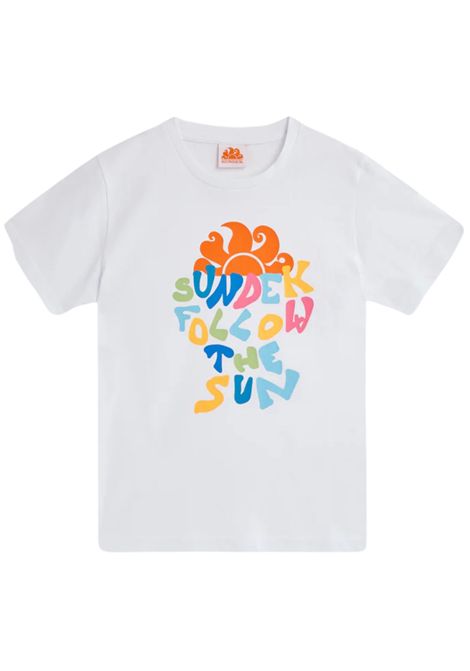 T-shirt bambina bianca in cotone SUNDEK | B699TEJ787M/MABIANCO