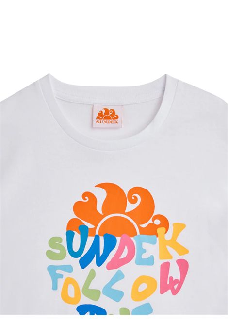 T-shirt bambina bianca in cotone SUNDEK | B699TEJ787M/MABIANCO