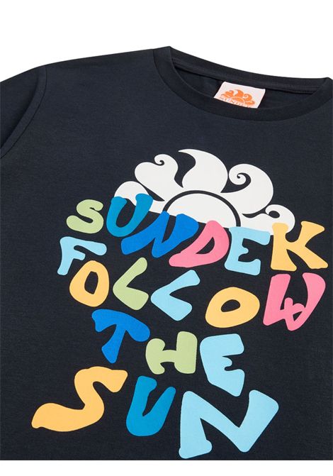 T-shirt bambina blu in cotone SUNDEK | B699TEJ787M/MABLU