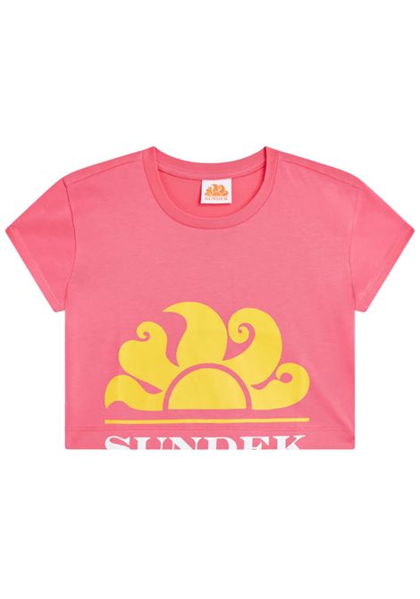 T-shirt bambina fucsia in cotone SUNDEK | G740TEJS000/MAFUCSIA