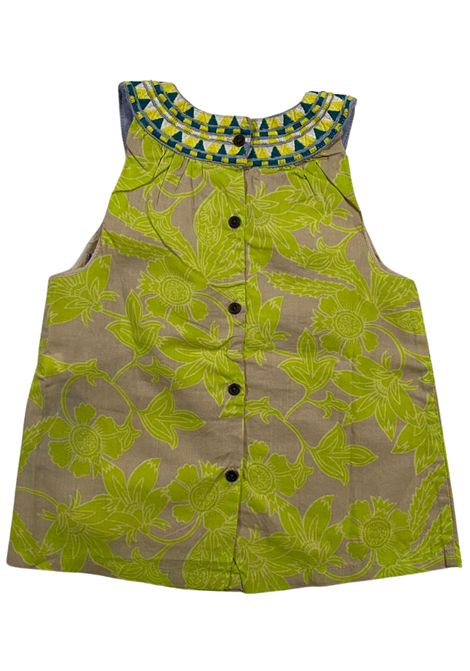 Abito neonata beige/verde in cotone TOMMY HILFIGER | ET57128992/FIBEIGE/VERDE
