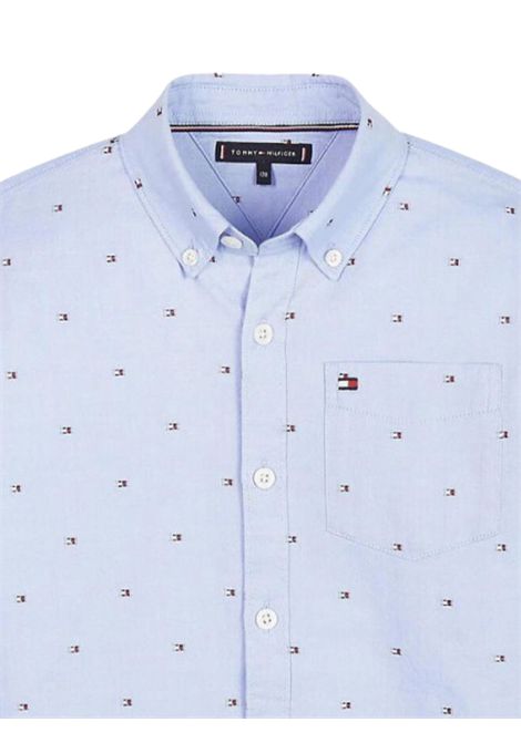 Camicia bambino azzurra in cotone TOMMY HILFIGER | KB0KB05410/MOAZZURRO