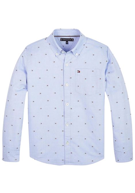 Camicia bambino azzurra in cotone TOMMY HILFIGER | KB0KB05410/MOAZZURRO