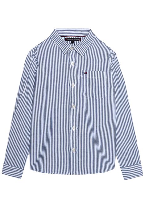 Camicia bambino in cotone TOMMY HILFIGER | KB0KB08142/MOBIANCO/BLU