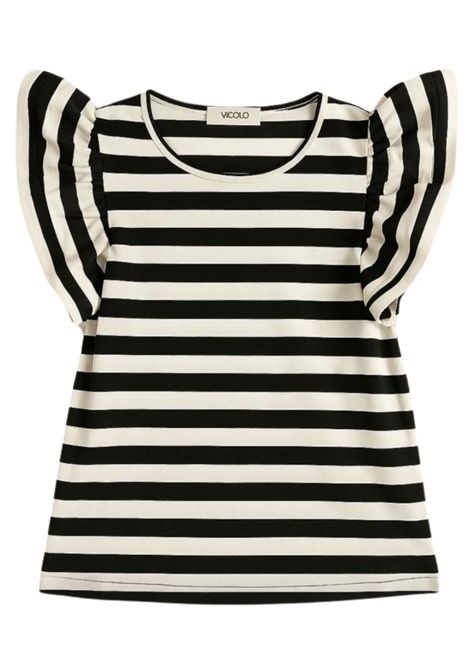 T-shirt bambina bianco/nero in cotone VICOLO | M00368/DEBBIANCO/NERO