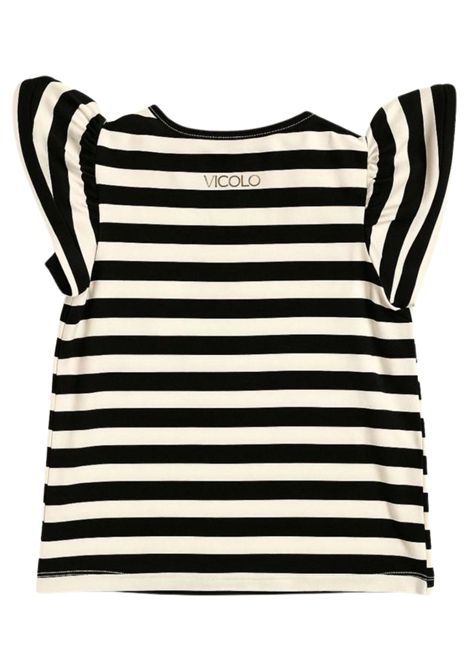 T-shirt bambina bianco/nero in cotone VICOLO | M00368/DEBBIANCO/NERO