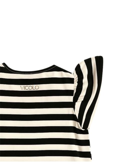 T-shirt bambina bianco/nero in cotone VICOLO | M00368/DEBBIANCO/NERO