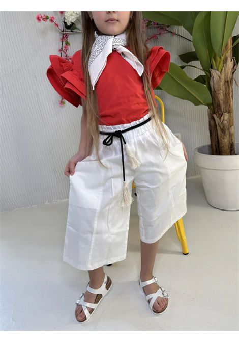 White cotton trousers for girls VICOLO | S00349/DEBBIANCO