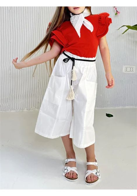 White cotton trousers for girls VICOLO | S00349/DEBBIANCO