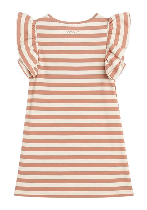 Abito bambina rosa/bianco in cotone VICOLO | V00367/DEBROSA/BIANCO