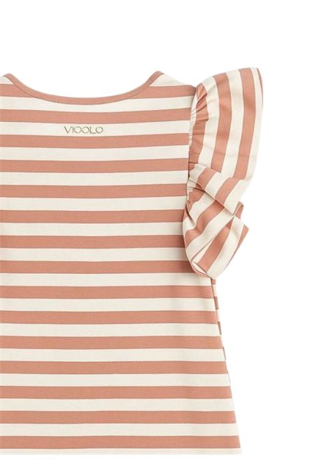 Abito bambina rosa/bianco in cotone VICOLO | V00367/DEBROSA/BIANCO