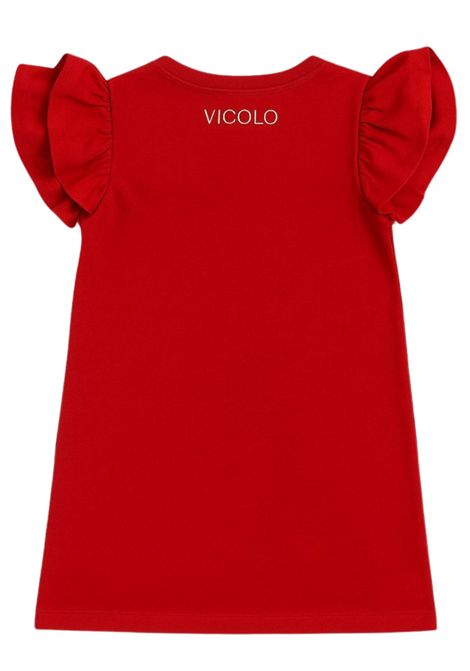 Abito bambina rosso in cotone VICOLO | V00369/DEBROSSO