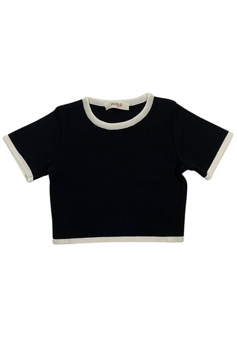 T-shirt bambina nera in viscosa VICOLO | W00301/DEBNERO