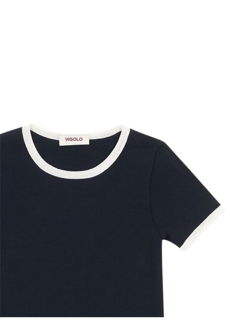 Black viscose T-shirt for girls VICOLO | W00301/DEBNERO