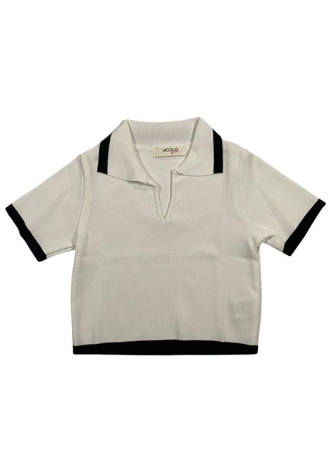 Polo bambina bianca in viscosa VICOLO | W00303/DEBBIANCO