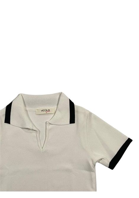 Polo bambina bianca in viscosa VICOLO | W00303/DEBBIANCO