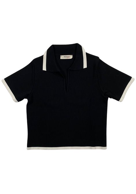 Polo bambina nera in viscosa VICOLO | W00303/DEBNERO