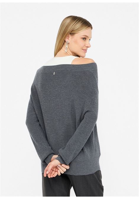 scollo v swaroski con canotta  over LIU JO white | Maglia | MF5126MA85Q03738