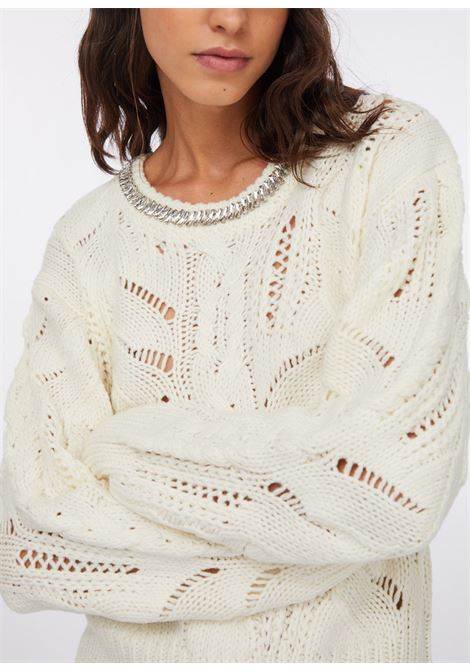 maxi treccia baguette giro collo LIU JO white | Maglia | MF5452MA37R10701