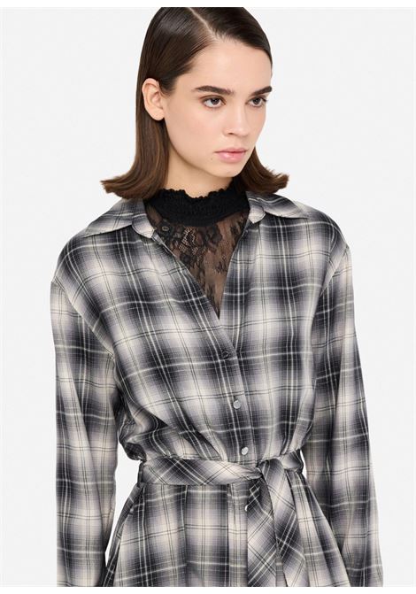 chemisiere tartan pizzo scollo LIU JO white | Abito lungo | MF5492T107AT9236