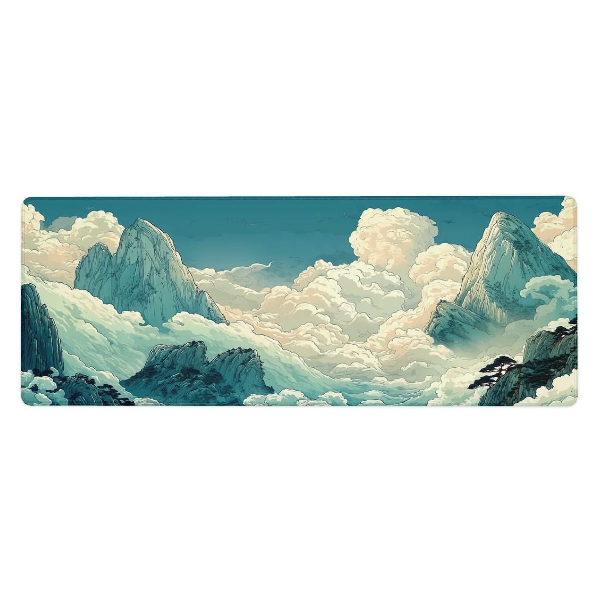 Anime Cloud Mountain Desk Mat – Teal Blue Sky, Dreamy Landscape Desk Pad Anime Cloud Mountain Desk Mat – Teal Blue Sky, Dreamy Landscape Desk Pad