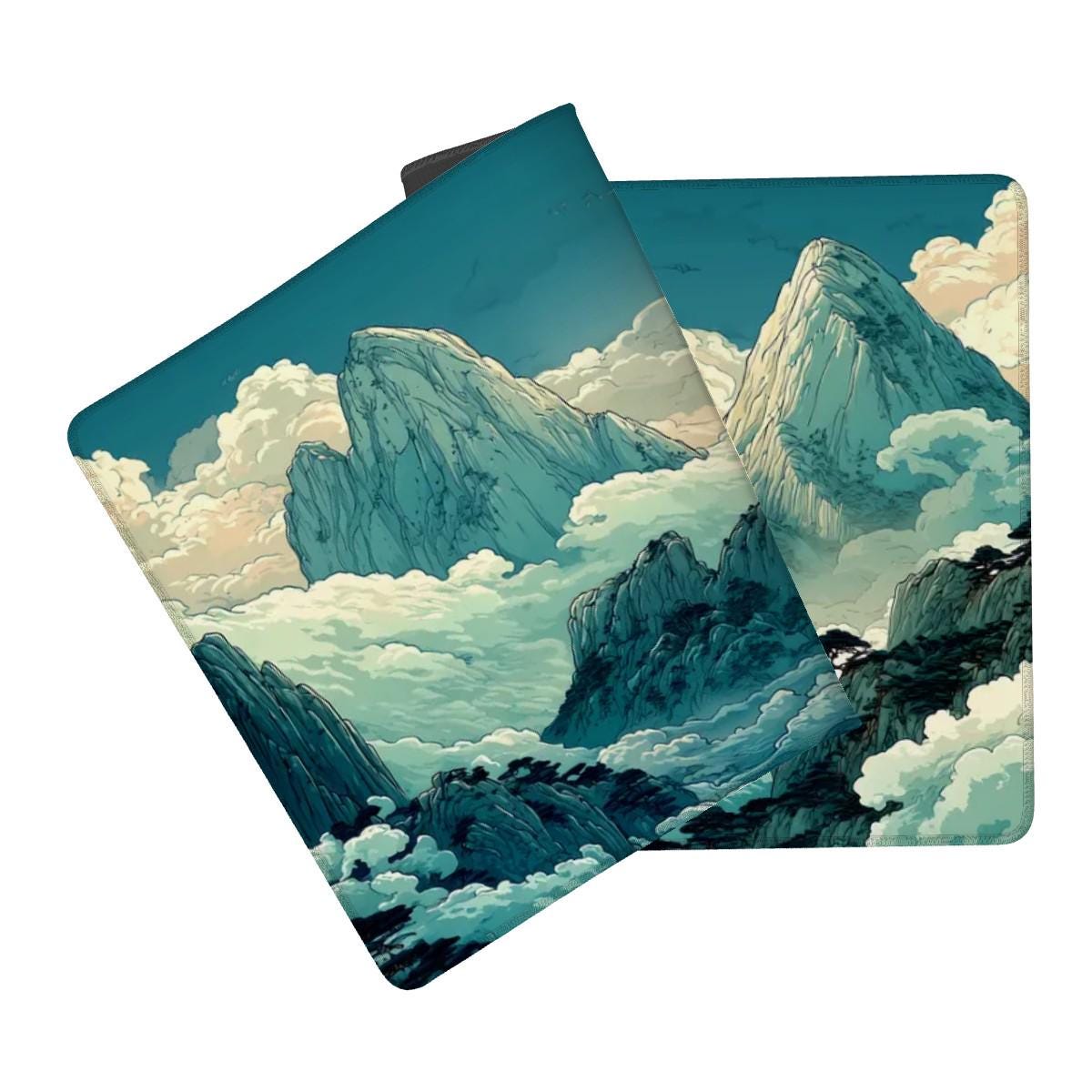 Anime Cloud Mountain Desk Mat – Teal Blue Sky, Dreamy Landscape Desk Pad Anime Cloud Mountain Desk Mat – Teal Blue Sky, Dreamy Landscape Desk Pad