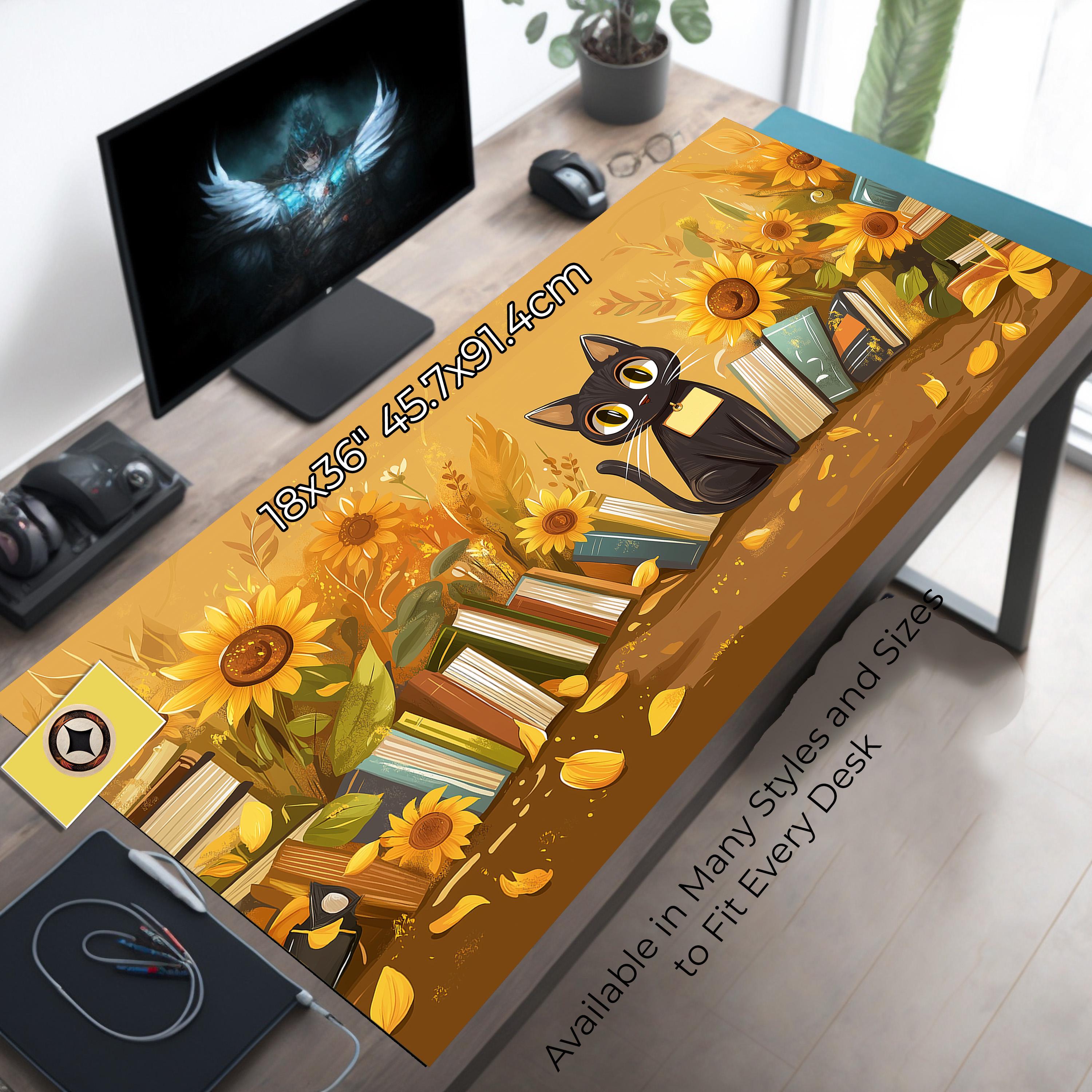 Black Cat Whimsy Desk Mat Mousepad – Whimsicall Black Cat, Sunflowers and Books Desk Decor – Cute Desk Pad Deskmat Mousemat 1825233518 5616 Black Cat Whimsy Desk Mat Mousepad – Whimsicall Black Cat, Sunflowers and Books Desk Decor – Cute Desk Pad Deskmat Mousemat 1825233518 5616