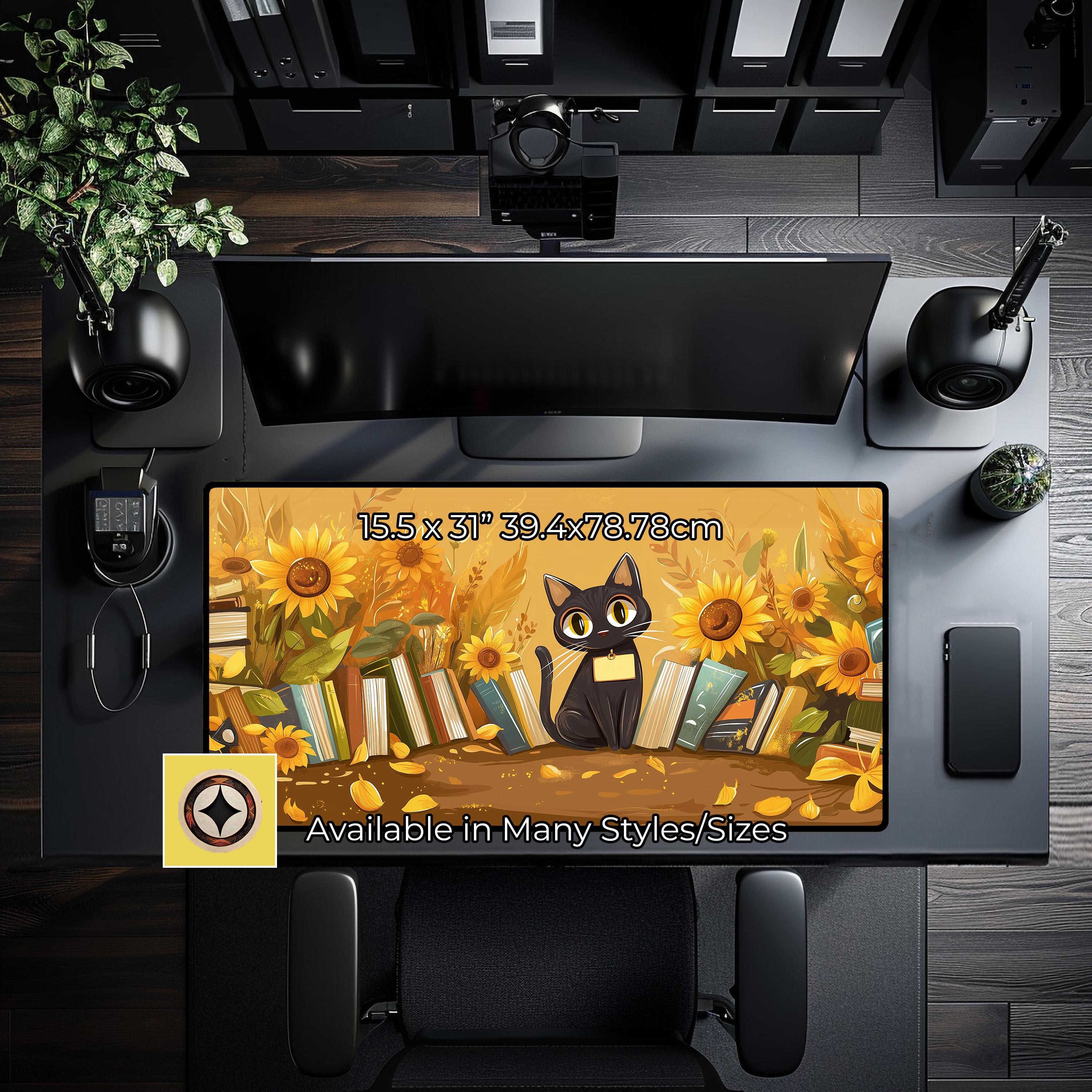 Black Cat Whimsy Desk Mat Mousepad – Whimsicall Black Cat, Sunflowers and Books Desk Decor – Cute Desk Pad Deskmat Mousemat 1825233518 5616 Black Cat Whimsy Desk Mat Mousepad – Whimsicall Black Cat, Sunflowers and Books Desk Decor – Cute Desk Pad Deskmat Mousemat 1825233518 5616