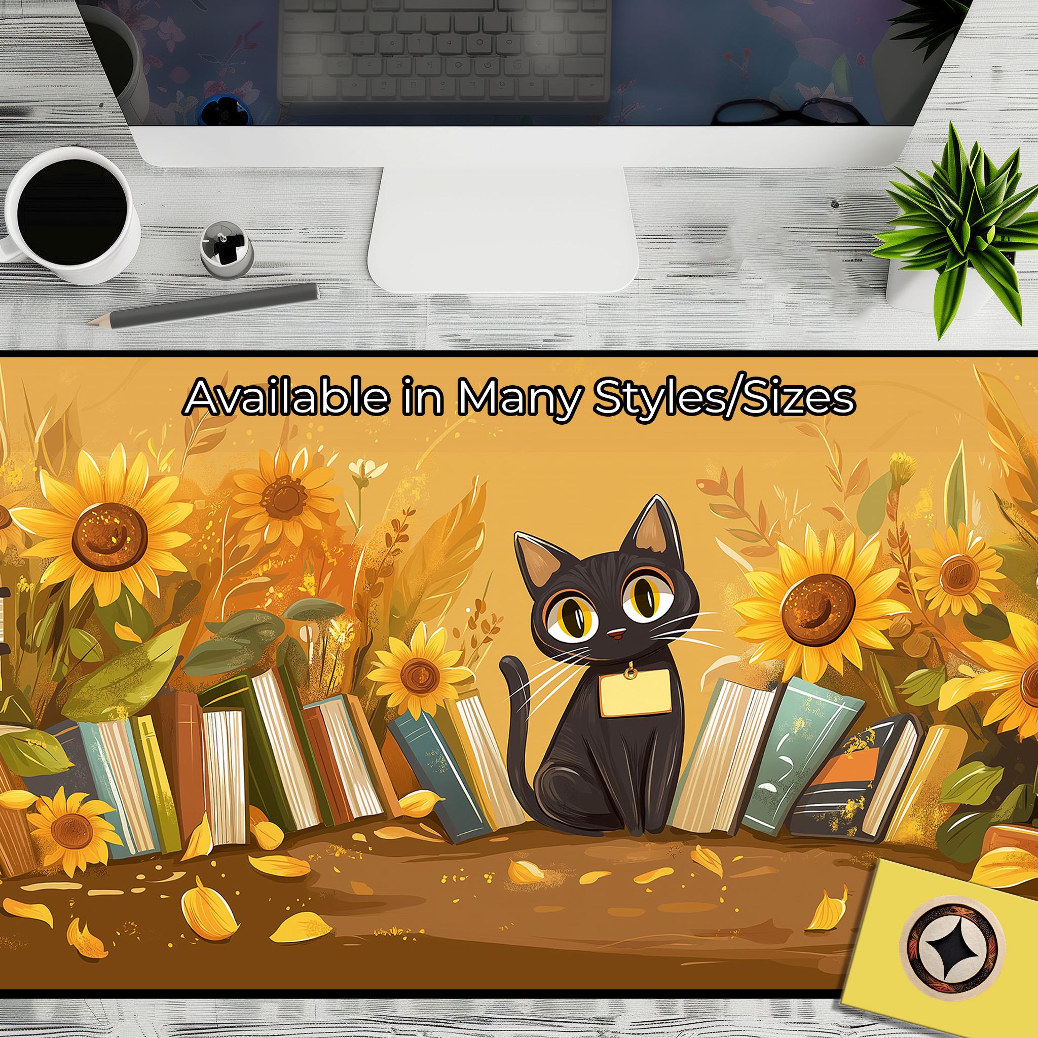 Black Cat Whimsy Desk Mat Mousepad – Whimsicall Black Cat, Sunflowers and Books Desk Decor – Cute Desk Pad Deskmat Mousemat 1825233518 5616 Black Cat Whimsy Desk Mat Mousepad – Whimsicall Black Cat, Sunflowers and Books Desk Decor – Cute Desk Pad Deskmat Mousemat 1825233518 5616