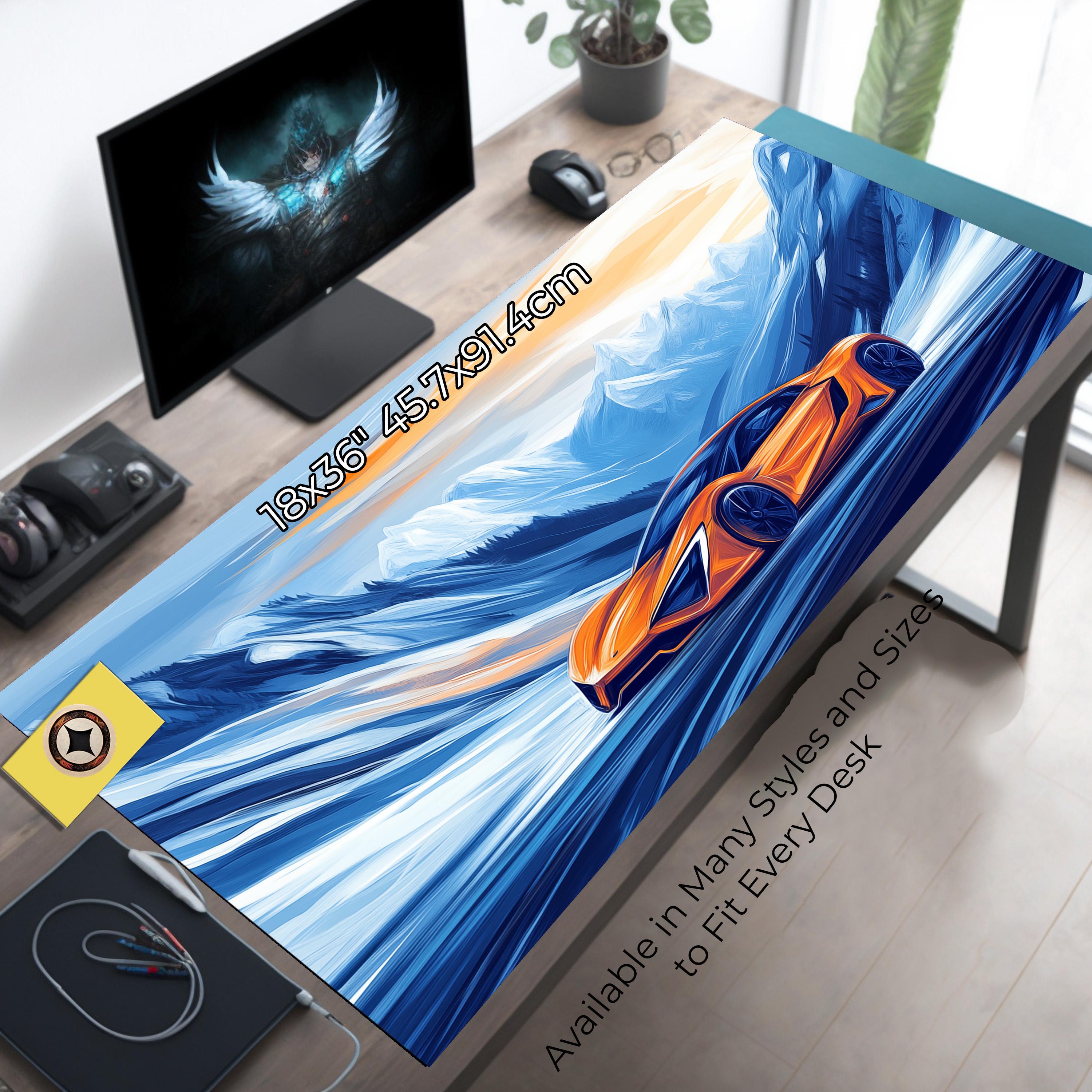 Bold Orange Supercar on Mountain Desk Mat – Unique Racing Mous Bold Orange Supercar on Mountain Desk Mat – Unique Racing Mous