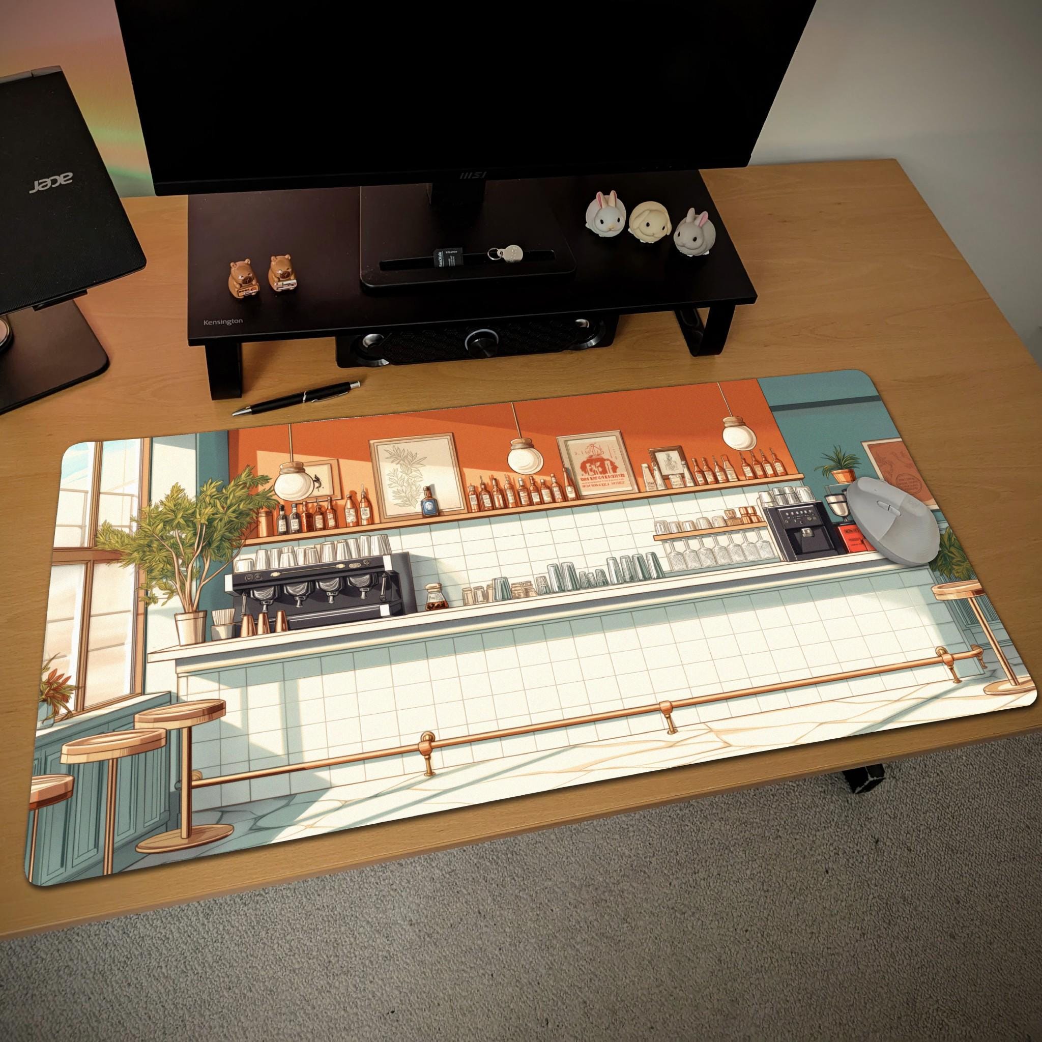 Cafe Bar Desk Mat  Anime Lofi Mouse Pad