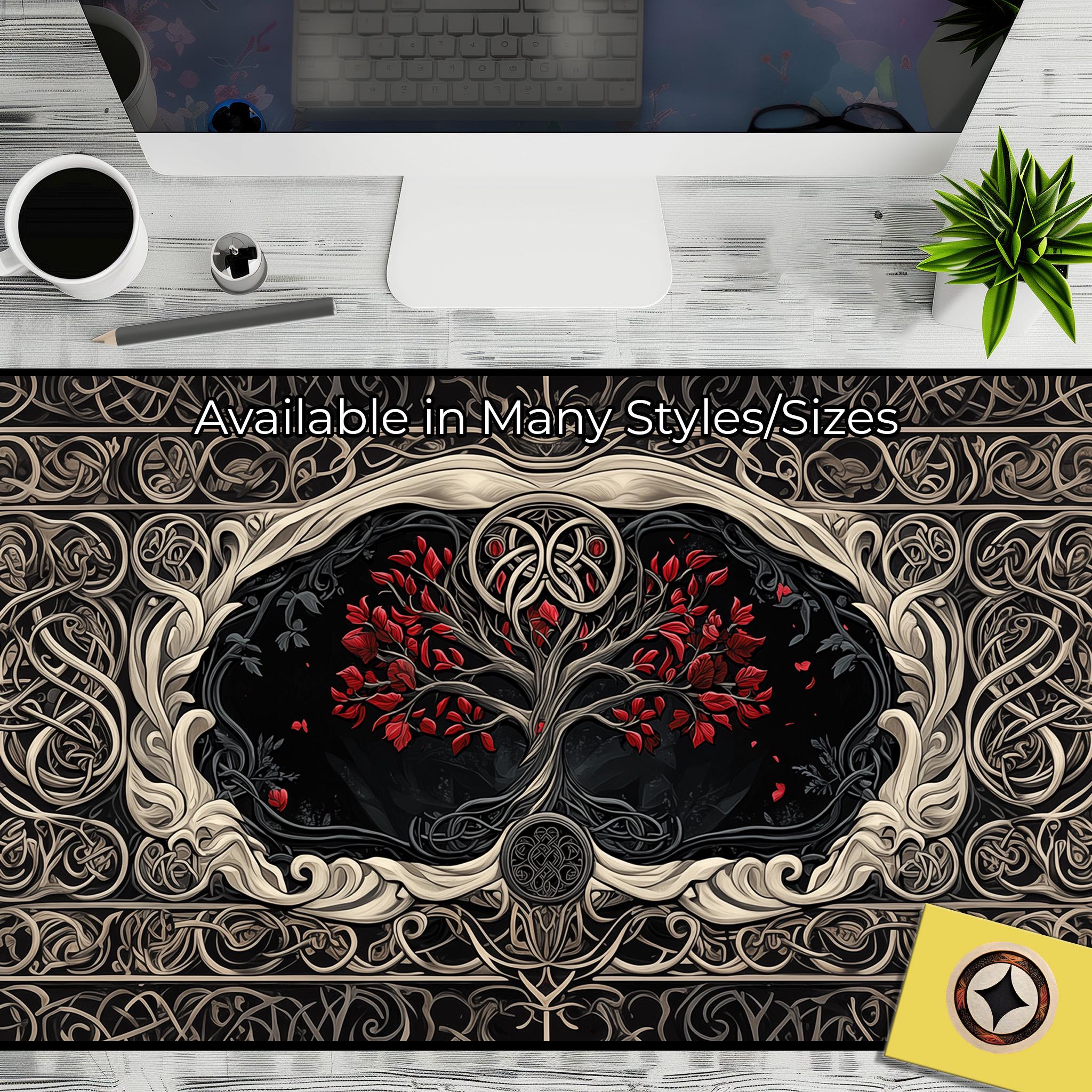 Celtic Tapestry with Crimson Blossoms Art TCG Playmat Desk Pad – Giant Mousepad XL – Big Desk Mat Mouse Pad – Fantasy Aesthetic De Celtic Tapestry with Crimson Blossoms Art TCG Playmat Desk Pad – Giant Mousepad XL – Big Desk Mat Mouse Pad – Fantasy Aesthetic De