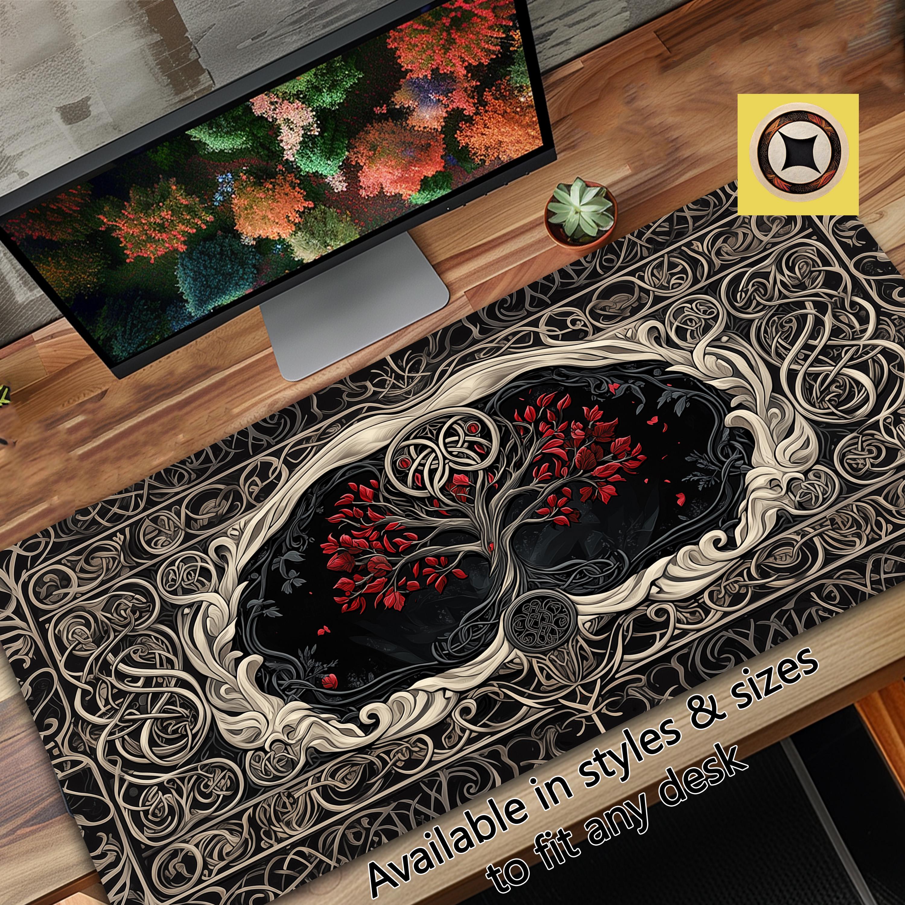 Celtic Tapestry with Crimson Blossoms Art TCG Playmat Desk Pad – Giant Mousepad XL – Big Desk Mat Mouse Pad – Fantasy Aesthetic De Celtic Tapestry with Crimson Blossoms Art TCG Playmat Desk Pad – Giant Mousepad XL – Big Desk Mat Mouse Pad – Fantasy Aesthetic De