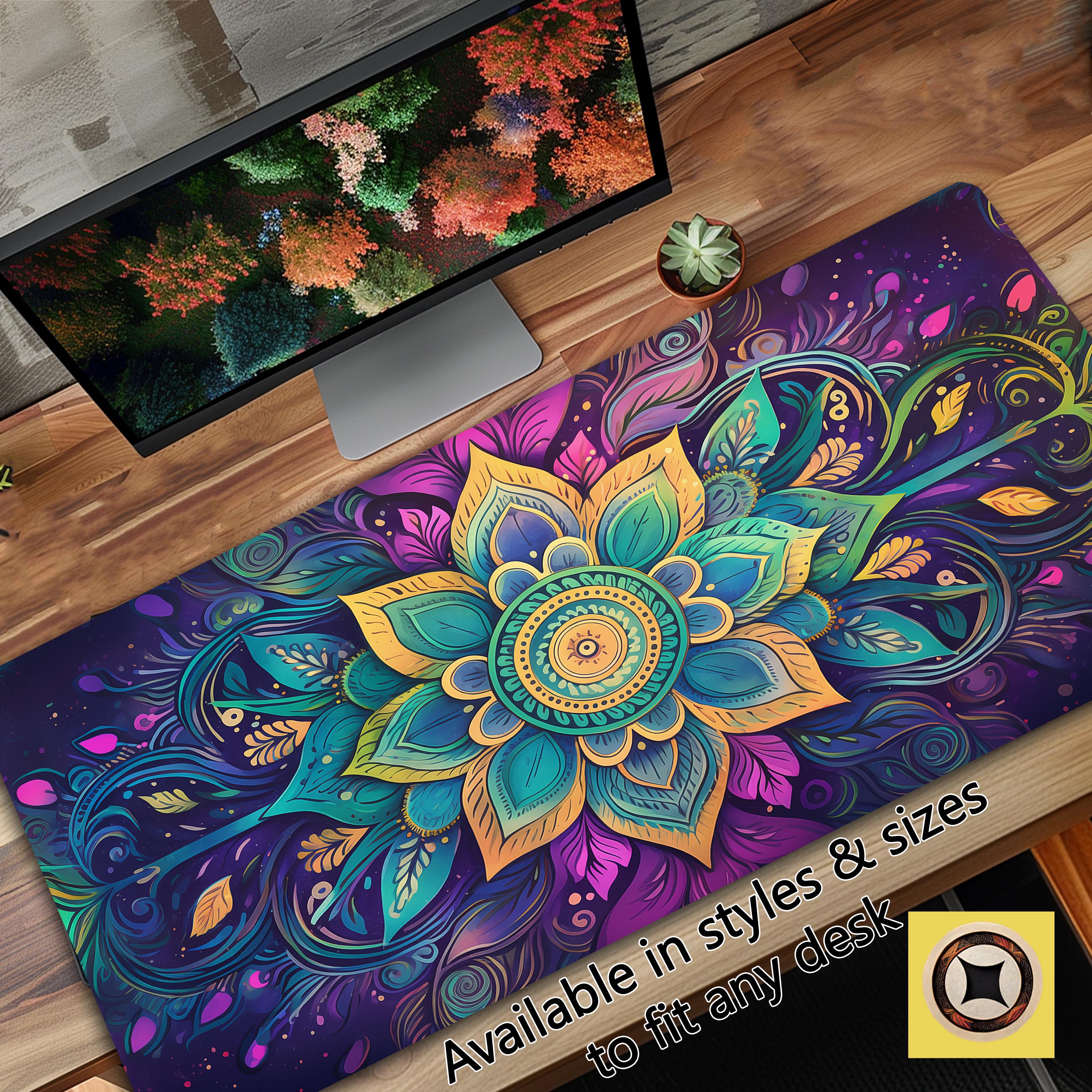 Colorful Desk Decoration – Keyboard Rug – Delightful Mandala in Vivid Colors – Gift for Wife or Girlfriend or Daughter or Cow