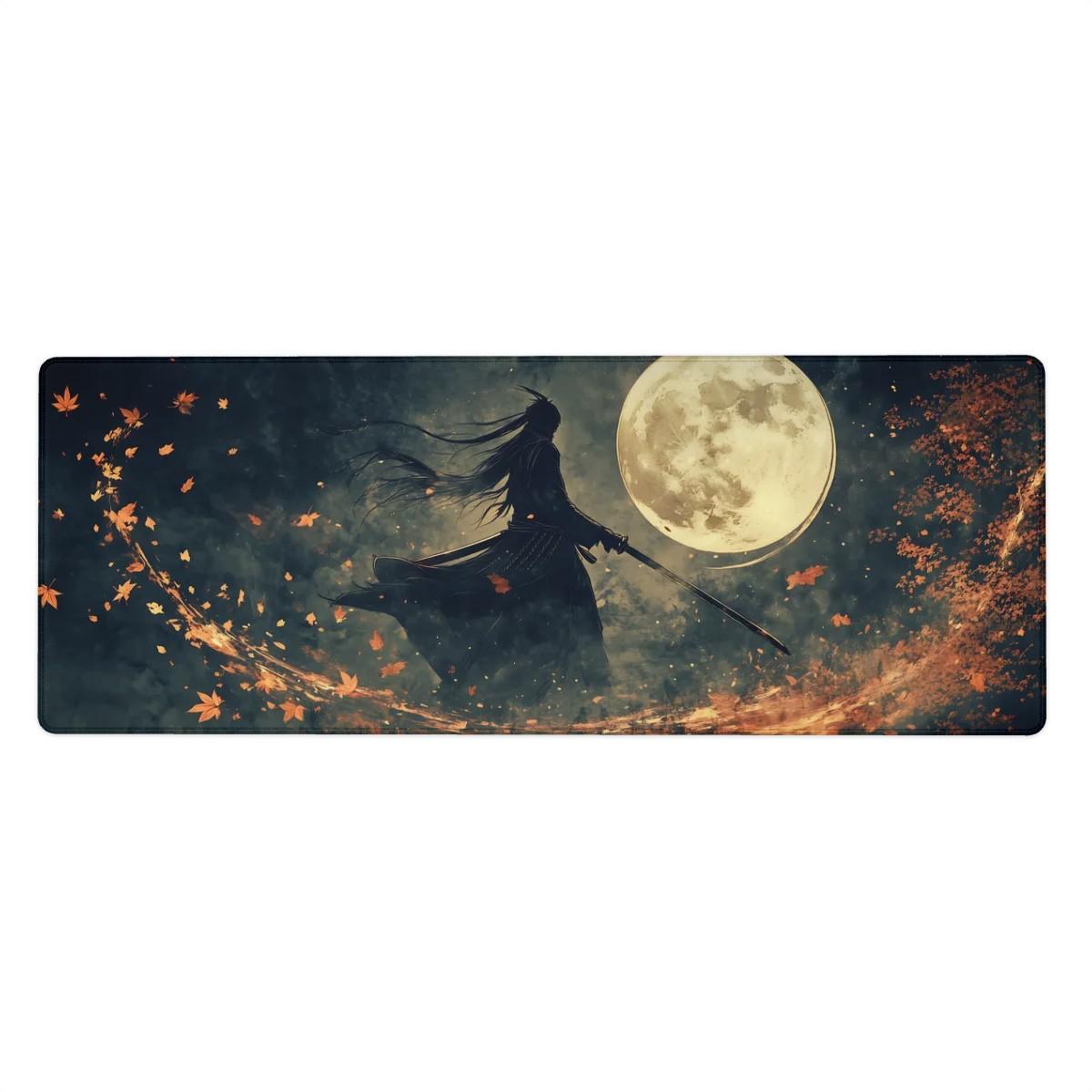Dark Samurai Desk Mat Japanese Warrior Fantasy Moonlight Art Mouse Pad Dark Samurai Desk Mat Japanese Warrior Fantasy Moonlight Art Mouse Pad