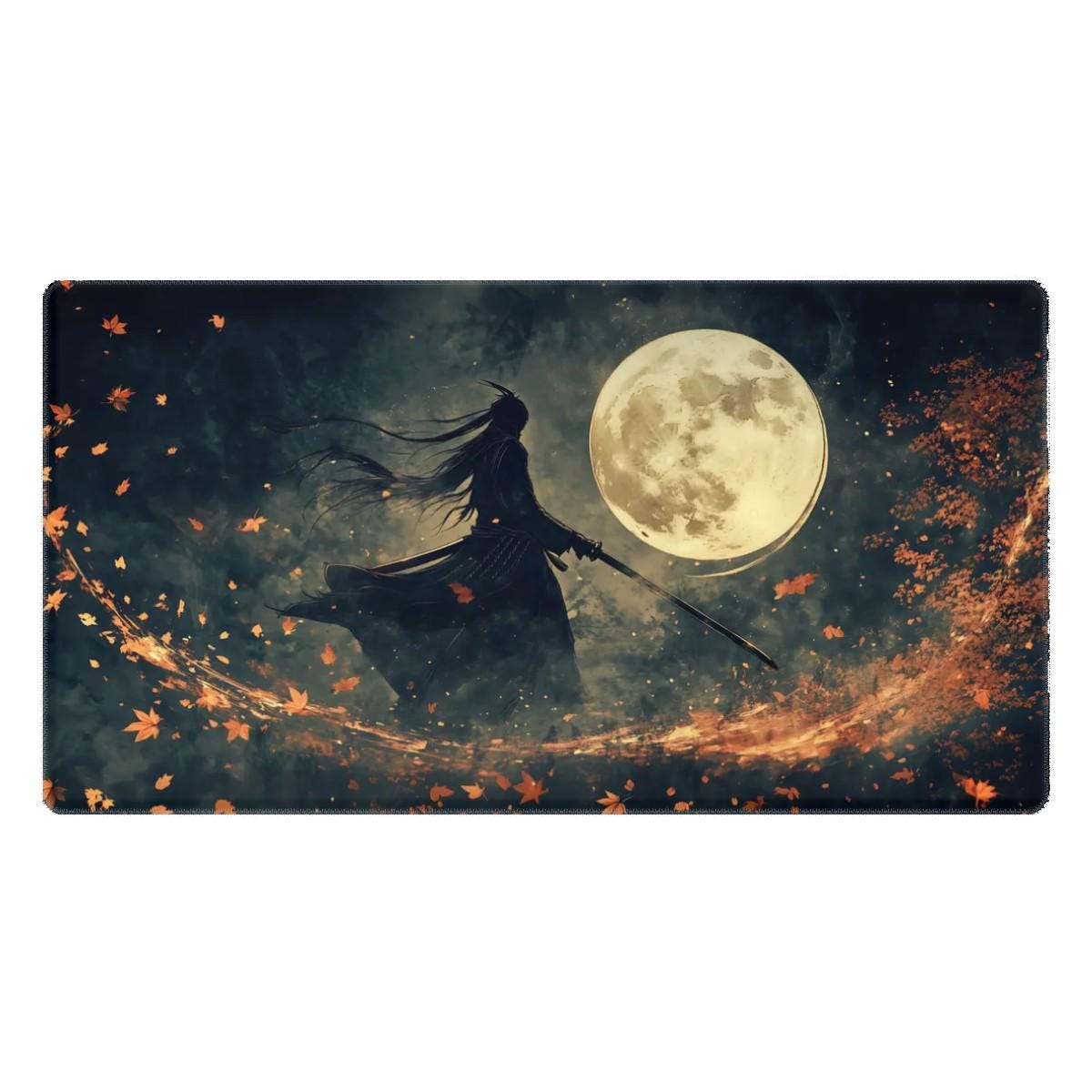 Dark Samurai Desk Mat Japanese Warrior Fantasy Moonlight Art Mouse Pad Dark Samurai Desk Mat Japanese Warrior Fantasy Moonlight Art Mouse Pad