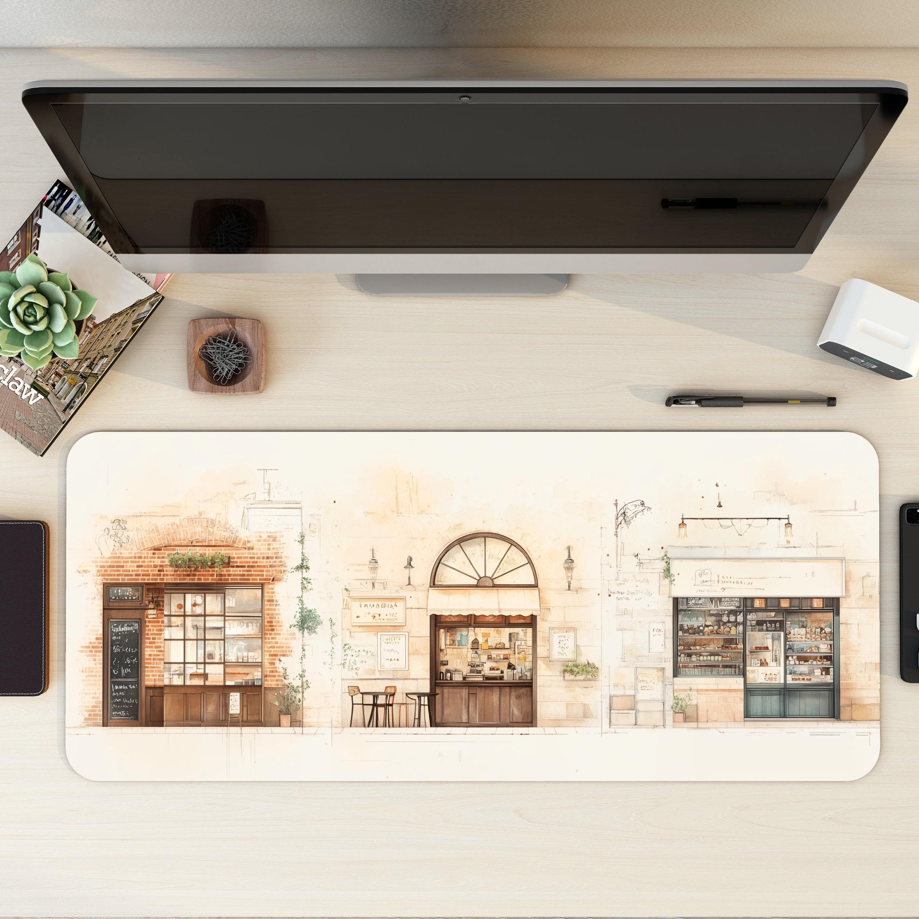 European Cafe Desk Mat Artistic Sketchbook Style Elegant Minimalist Art Mouse Pad European Cafe Desk Mat Artistic Sketchbook Style Elegant Minimalist Art Mouse Pad