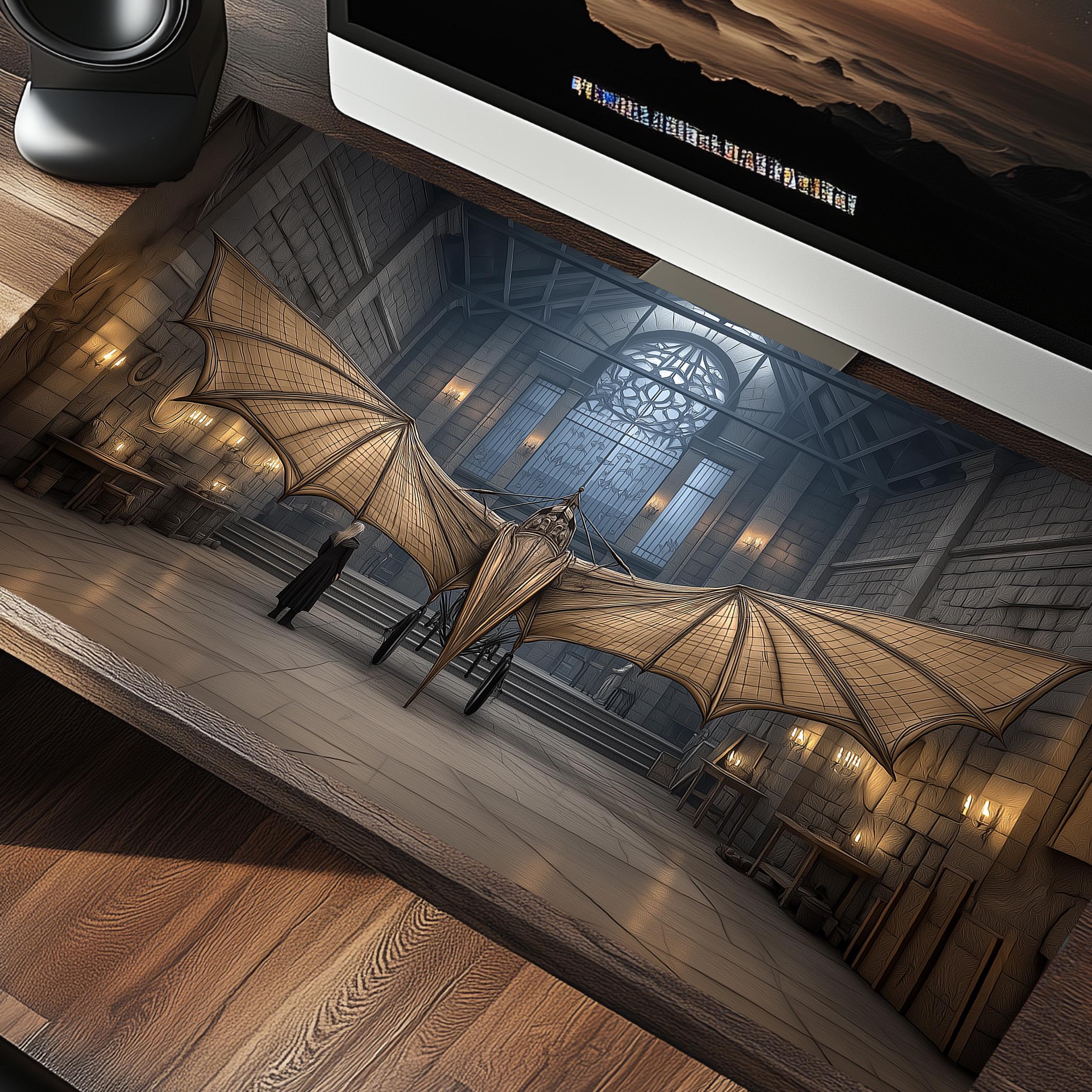 Fantasy Medieval Flying Machine Gaming Desk Mat Mousepad – TCG Playmat – Game Table Setup – Gamer Gift – Leonardo Da Vinci History 4295703198 9527