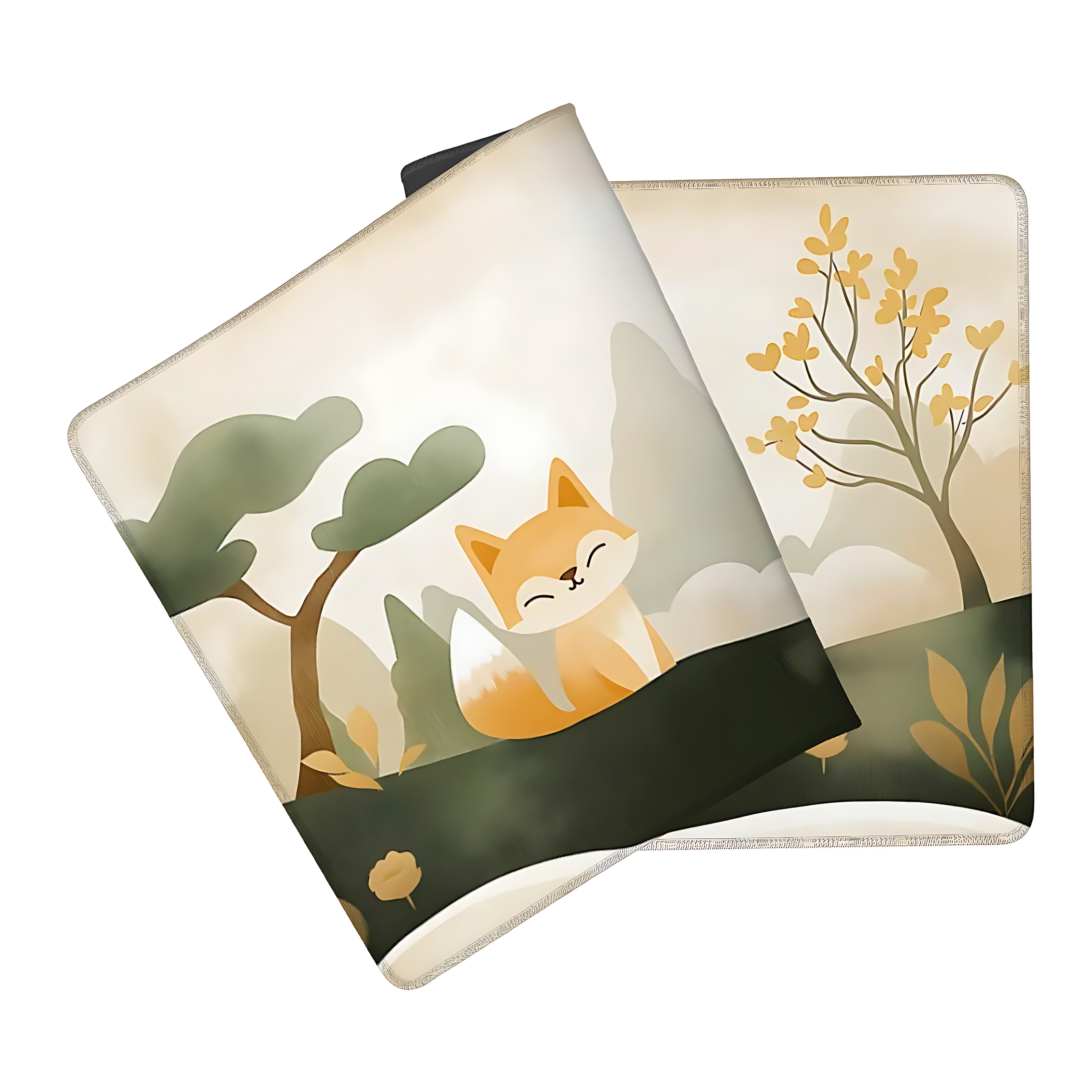 Fox in the Mist Desk Mat Retro Scrapbook Minimalist Mouse Pad Fox in the Mist Desk Mat Retro Scrapbook Minimalist Mouse Pad