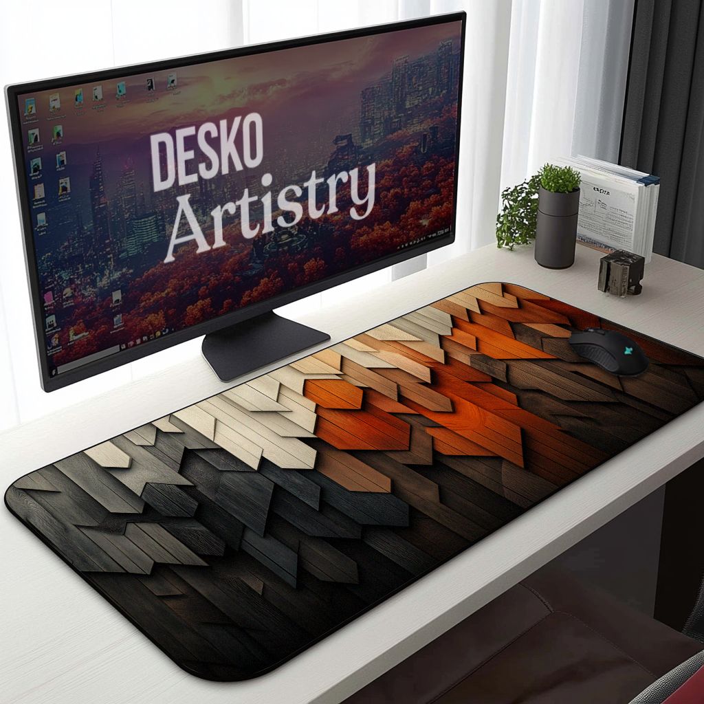 Geometric Wood Layer Desk Mat Aesthetic & Rustic Minimalist Modern Desk Setup Geometric Wood Layer Desk Mat Aesthetic & Rustic Minimalist Modern Desk Setup