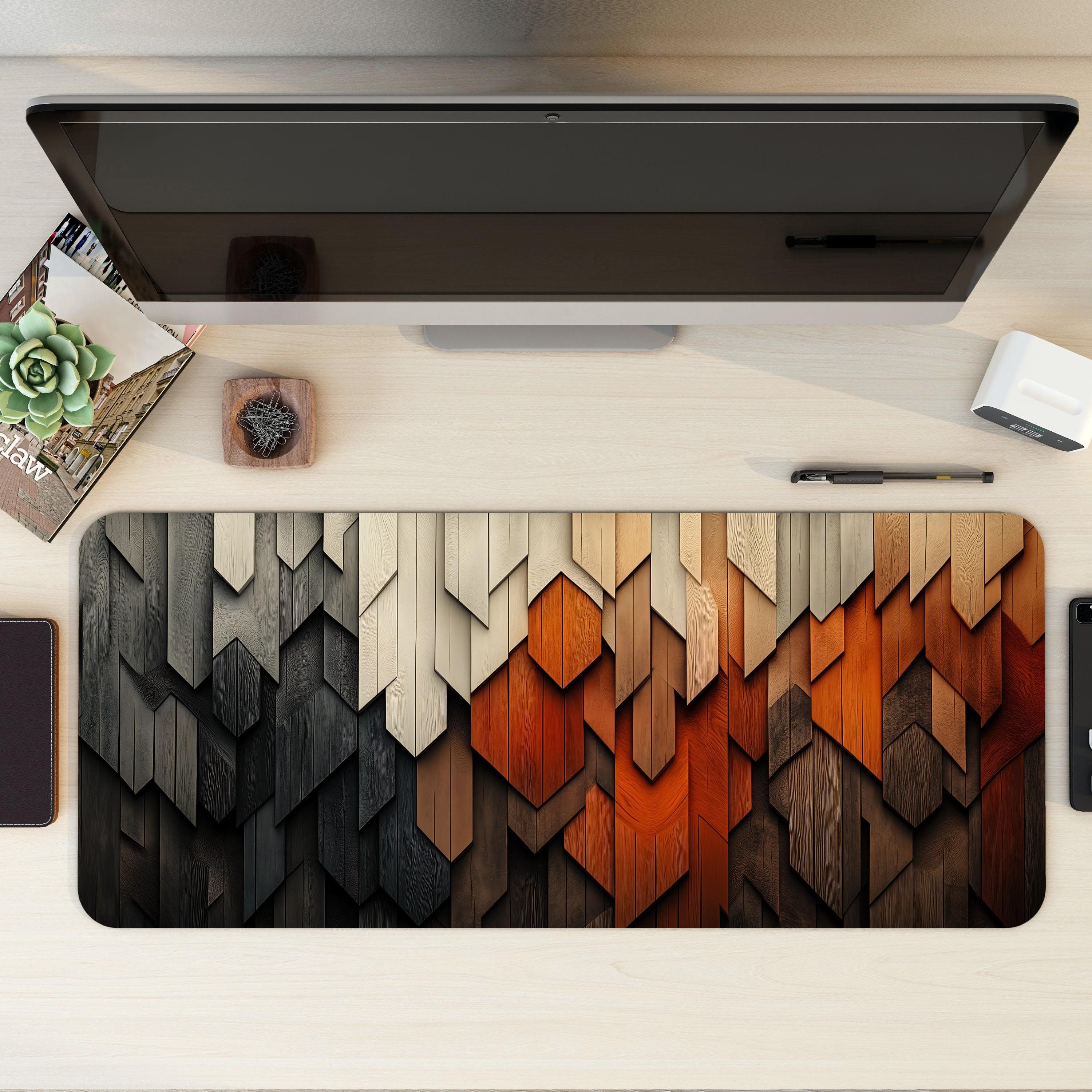 Geometric Wood Layer Desk Mat Aesthetic & Rustic Minimalist Modern Desk Setup Geometric Wood Layer Desk Mat Aesthetic & Rustic Minimalist Modern Desk Setup