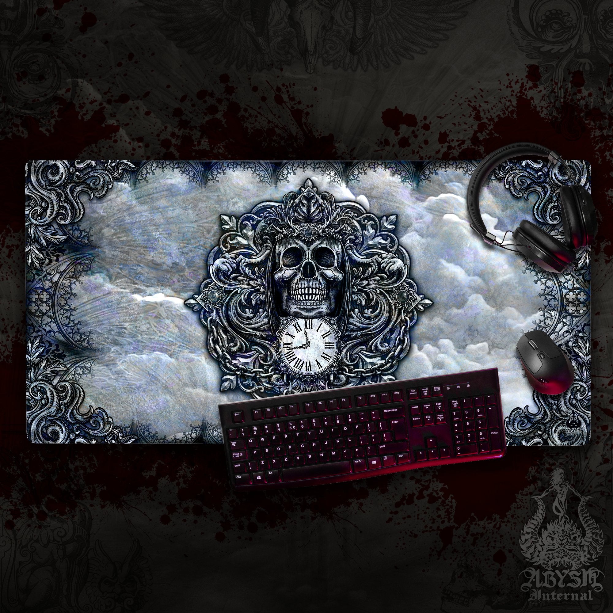 Gothic Gaming Mouse Pad, Grim Reaper Skull Desk Mat, Goth Table Protector Cover, Memento Mori Workpad, Dark Fantasy Art Print – 3 Colors Gothic Gaming Mouse Pad, Grim Reaper Skull Desk Mat, Goth Table Protector Cover, Memento Mori Workpad, Dark Fantasy Art Print – 3 Colors