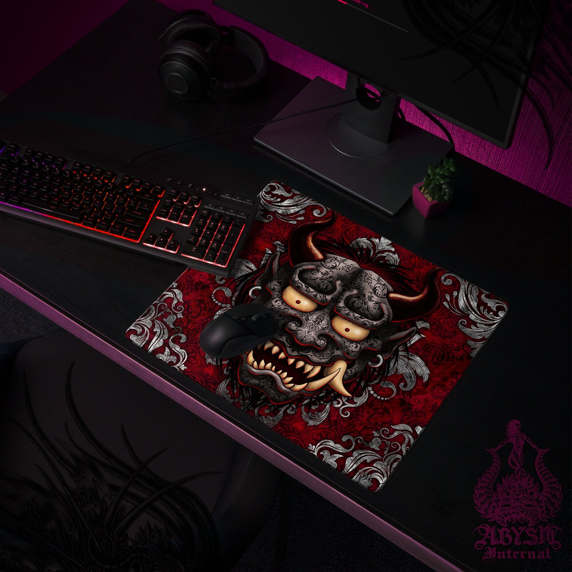 Gothic Oni Desk Mat, Japanese Demon Gaming Mouse Pad, Gamer Table Protector Cover, Goth Workpad, Anime Yokai Art Print Gothic Oni Desk Mat, Japanese Demon Gaming Mouse Pad, Gamer Table Protector Cover, Goth Workpad, Anime Yokai Art Print