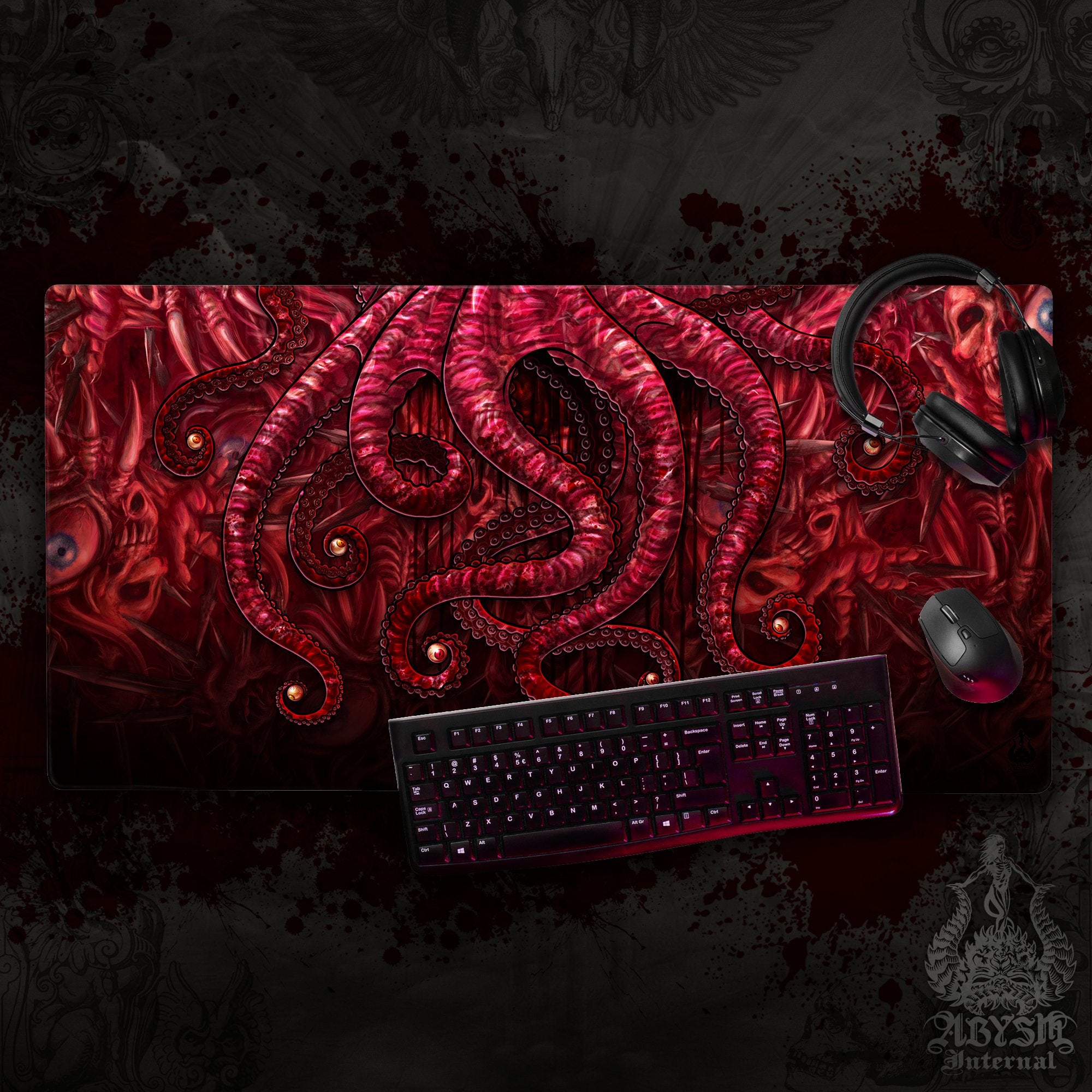 Horror Desk Mat, Monster Eyeballs Gaming Mouse Pad, Halloween Tentacles Table Protector Cover, Octopus Workpad, Art Print – Gore Blood Horror Desk Mat, Monster Eyeballs Gaming Mouse Pad, Halloween Tentacles Table Protector Cover, Octopus Workpad, Art Print – Gore Blood