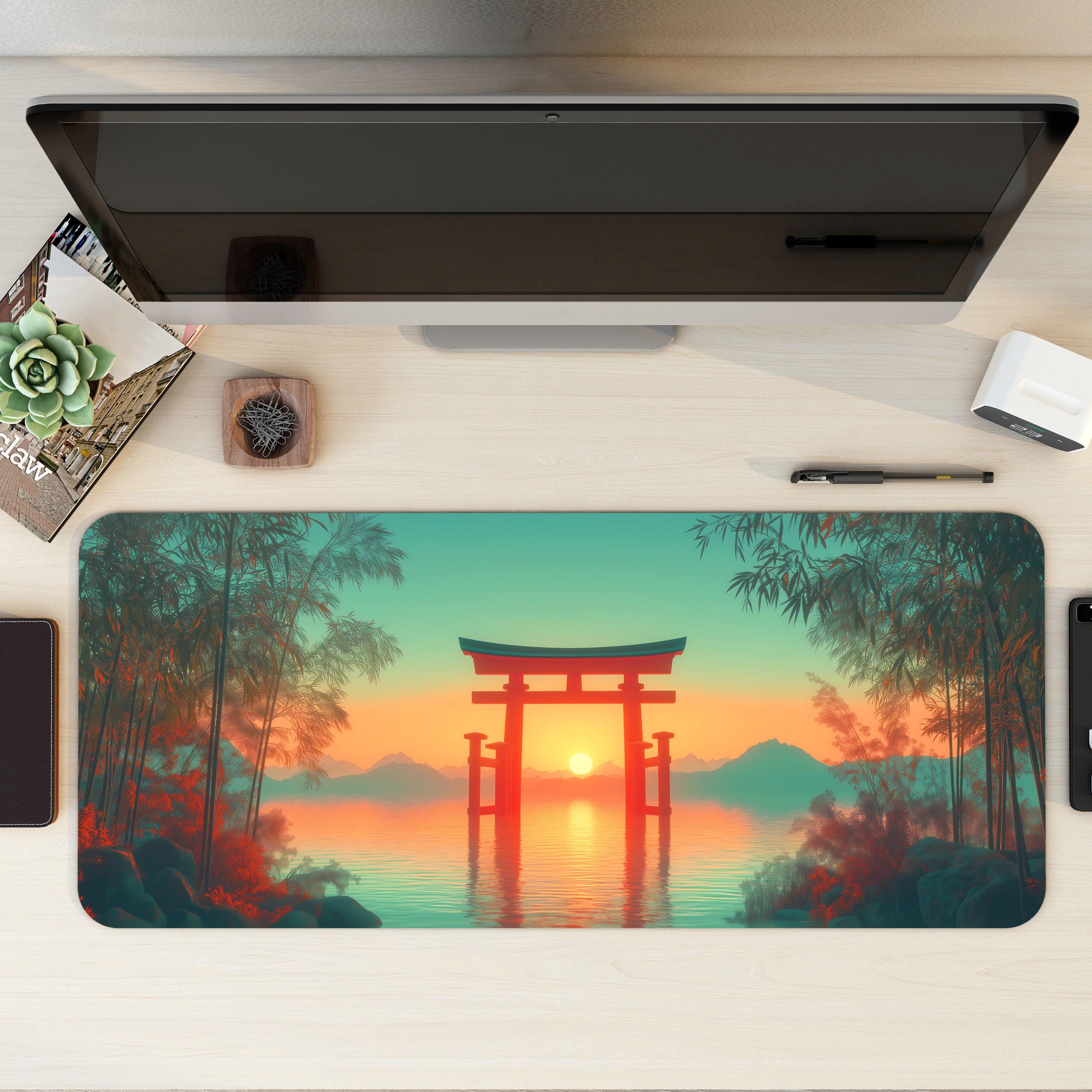 Japanese Anime Torii Gate Desk Mat Serene Lake Sunset Zen Bamboo Forest Mouse Pad Japanese Anime Torii Gate Desk Mat Serene Lake Sunset Zen Bamboo Forest Mouse Pad