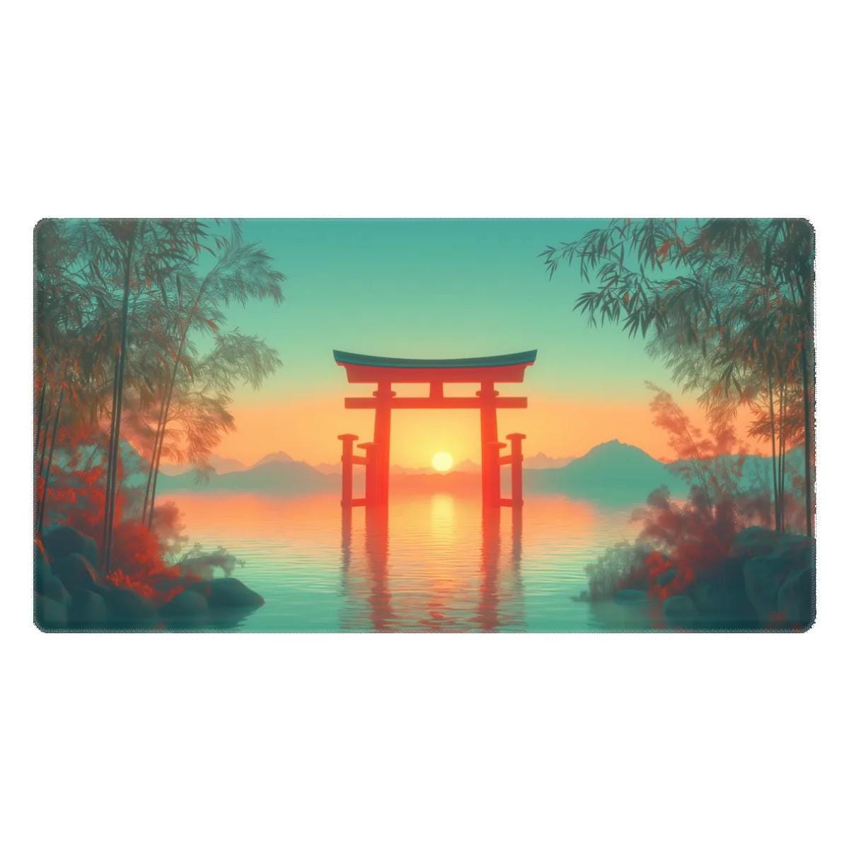 Japanese Anime Torii Gate Desk Mat Serene Lake Sunset Zen Bamboo Forest Mouse Pad Japanese Anime Torii Gate Desk Mat Serene Lake Sunset Zen Bamboo Forest Mouse Pad