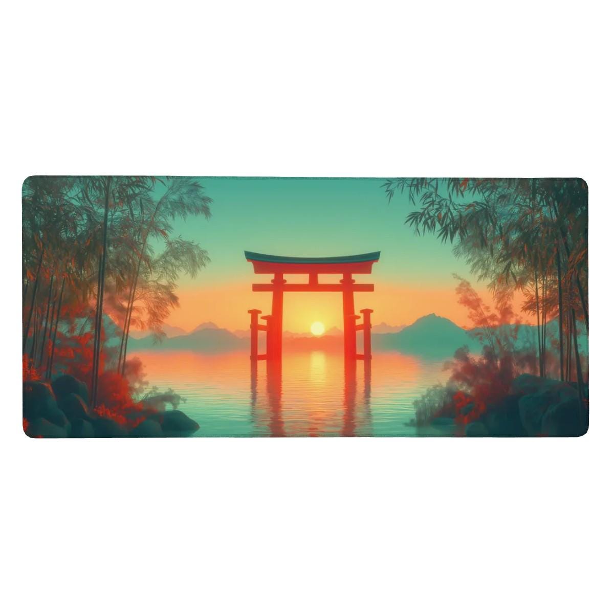 Japanese Anime Torii Gate Desk Mat Serene Lake Sunset Zen Bamboo Forest Mouse Pad Japanese Anime Torii Gate Desk Mat Serene Lake Sunset Zen Bamboo Forest Mouse Pad