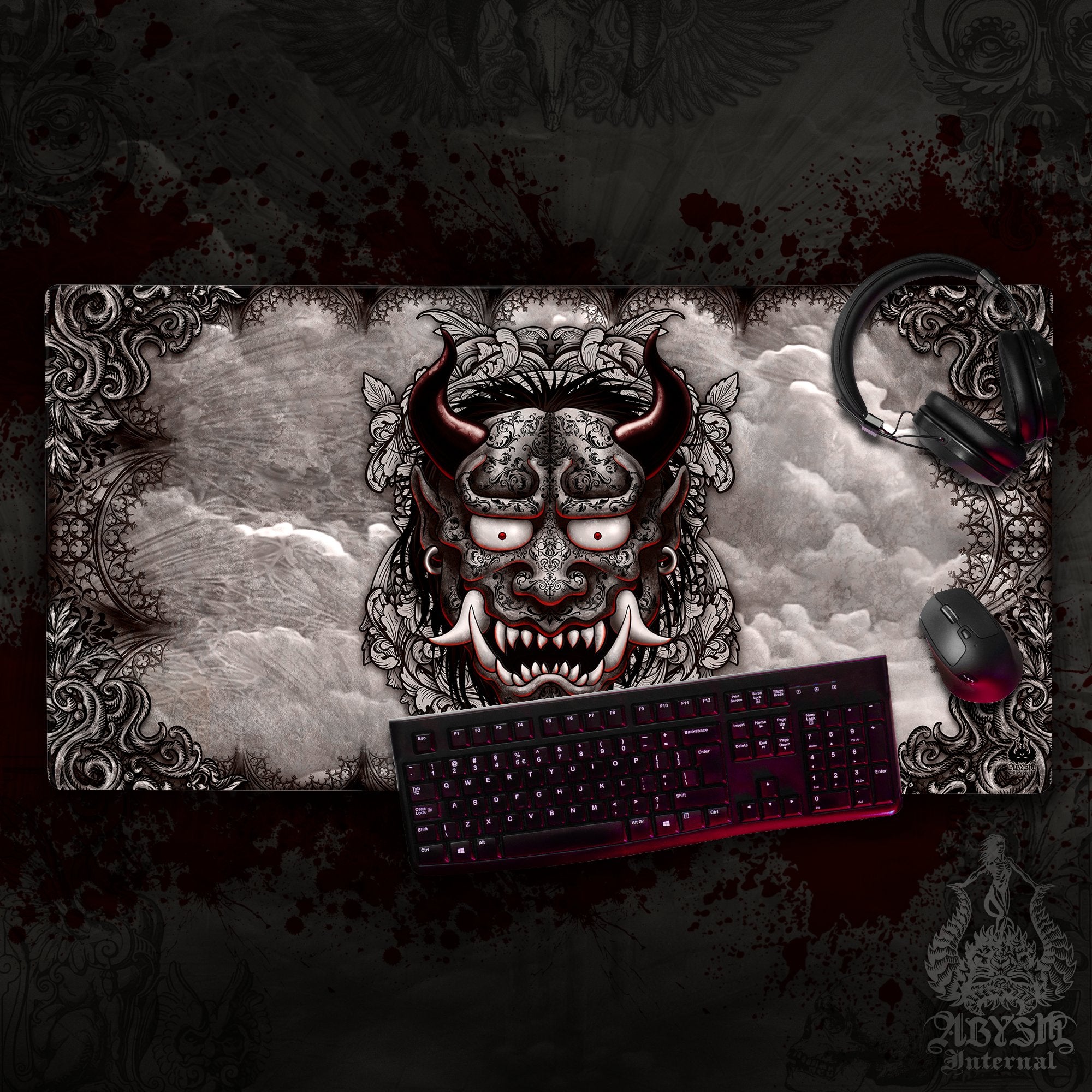 Japanese Demon Mouse Pad, Oni Gaming Desk Mat, Gothic Workpad, Gamer Table Protector Cover, Goth Anime Yokai Art Print – 2 Colors Japanese Demon Mouse Pad, Oni Gaming Desk Mat, Gothic Workpad, Gamer Table Protector Cover, Goth Anime Yokai Art Print – 2 Colors