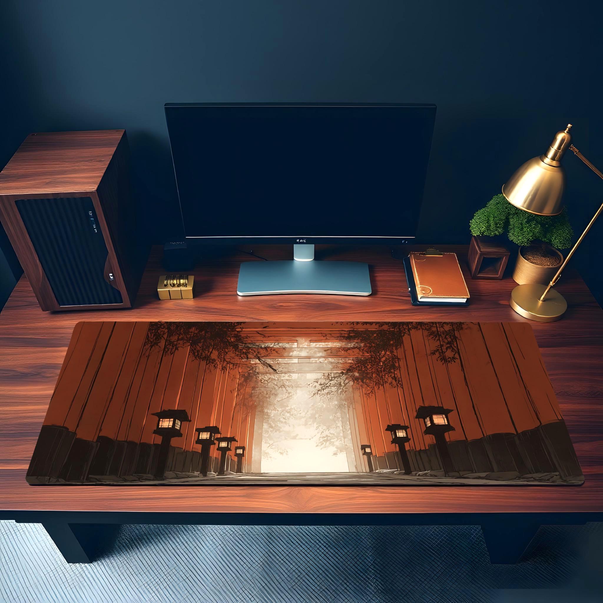 Japanese Red Gate Mouse Pad  Fushimi Inari Torii Path Desk Mat