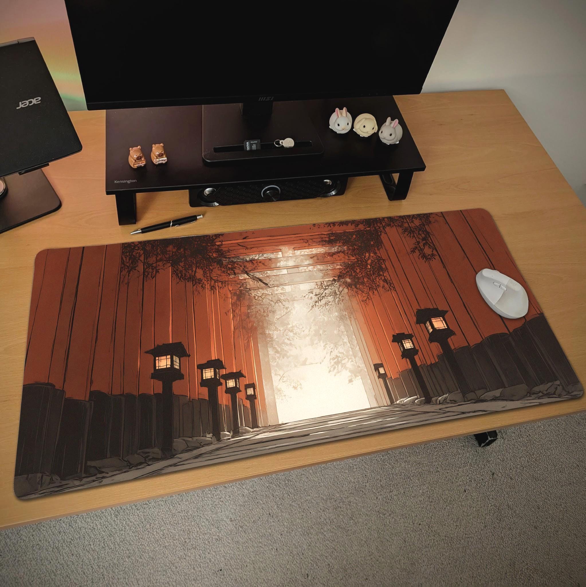 Japanese Red Gate Mouse Pad Fushimi Inari Torii Path Desk Mat Japanese Red Gate Mouse Pad Fushimi Inari Torii Path Desk Mat